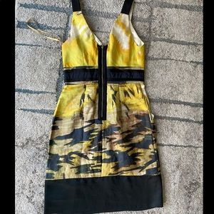BCBG  black and yellow mini dress